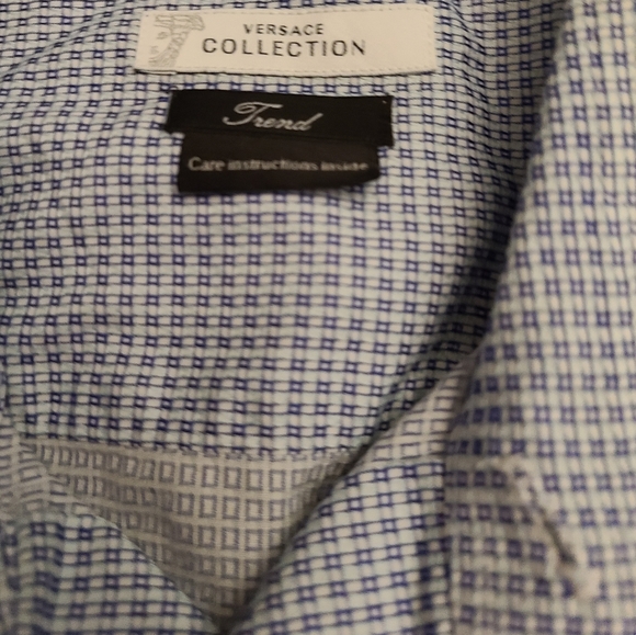 Versace men's long sleeve shirt blue /white 17 - Picture 3 of 5